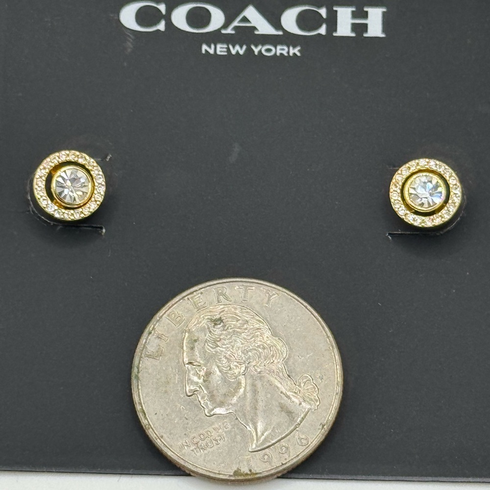 Coach Floating Center Gold and Silver Stud Earrings - Picture 4 of 4